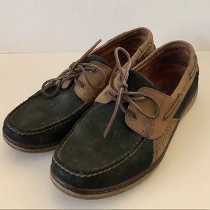 Tommy Bahama black w/cocoa boat shoe loafers